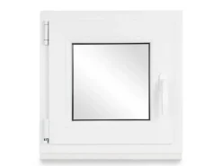 Neruli Kellerfenster Kunststoff Weiß Dreh-Kipp 95x55cm BxH DIN Links 2 -Fach Glas Dichtung Grau