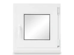 Neruli Kellerfenster Kunststoff Weiß Dreh-Kipp 70x70 cm BxH DIN Rechts 2 -Fach Glas Dichtung Schwarz