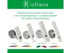 Rollwin Rolladen Gurtwickler Unterputz 165mm bis 185mm Lochabstand Anpassbar Für Mauerkasten Mit Gurtwickler Blende Und 7m Gurt