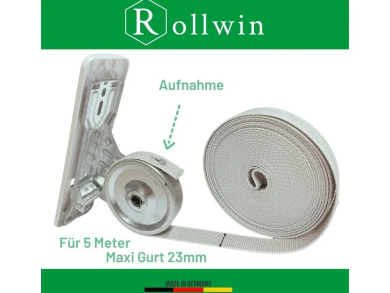 Rollwin Rolladen Gurtwickler Unterputz 165mm bis 185mm Lochabstand Anpassbar Für Mauerkasten Mit Gurtwickler Blende zum Clippen Weiß Ohne Gurt