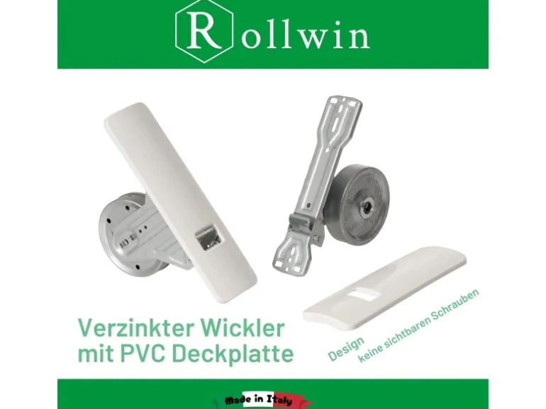 Rollwin 2x Rolladen Gurtwickler Unterputz 165mm bis 185mm Lochabstand Anpassbar Für Mauerkasten Mit Gurtwickler Blende Und 2x 7m Gurt