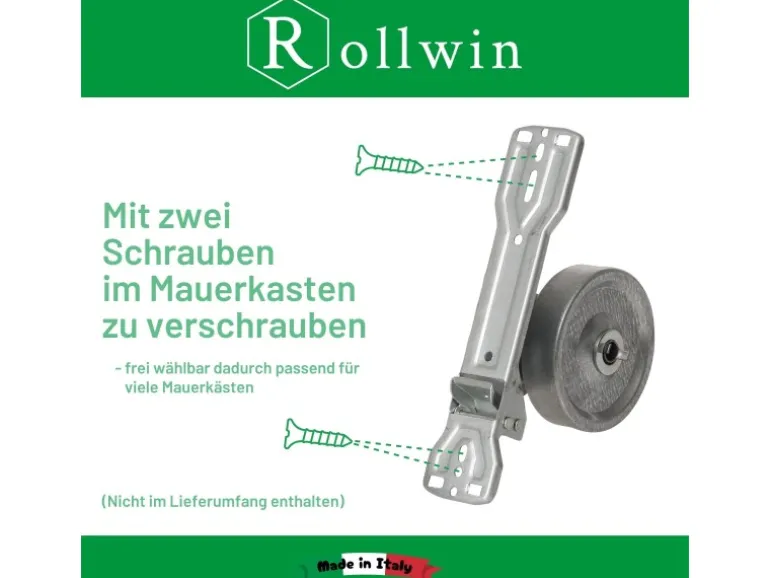 Rollwin 2x Rolladen Gurtwickler Unterputz 165mm bis 185mm Lochabstand Anpassbar Für Mauerkasten Mit Gurtwickler Blende Und 2x 7m Gurt
