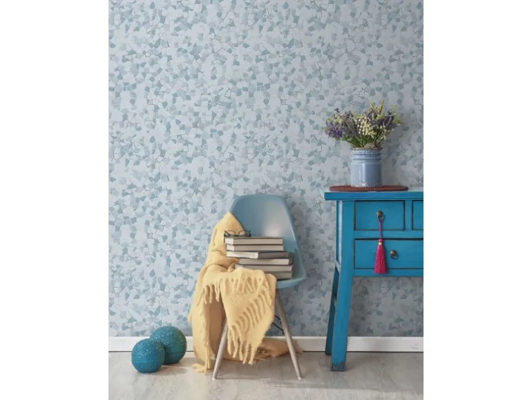 Sanders & Sanders Tapete Mosaik-Fliesen Blau 53 cm x 10 m