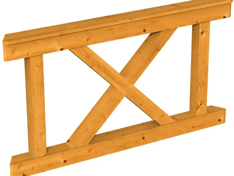 Skan Holz Brüstung Andreaskreuz 150 x 84 cm Fichte Eiche hell