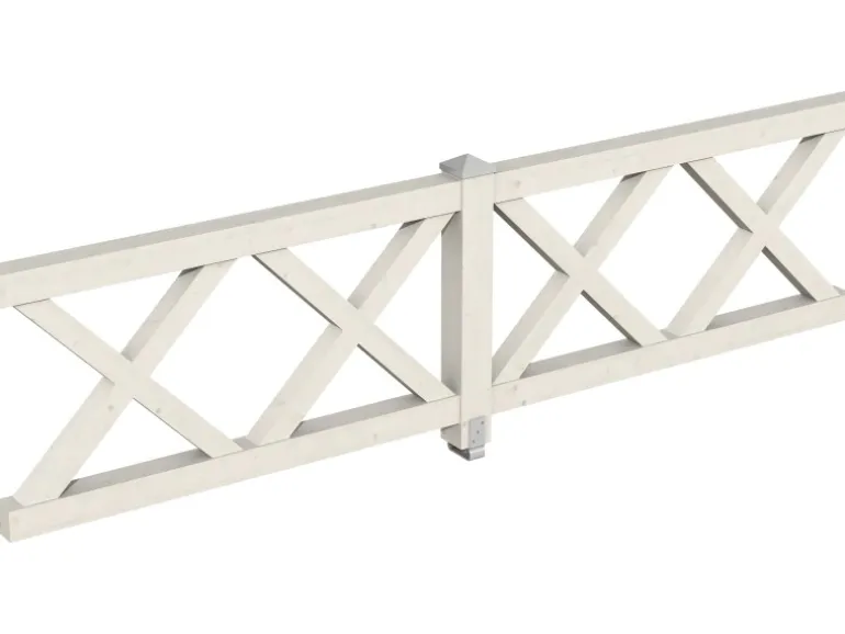 Skan Holz Brüstung Andreaskreuz 335 x 84 cm Fichte Weiß