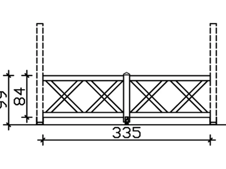 Skan Holz Brüstung Andreaskreuz 335 x 84 cm Fichte Weiß