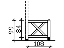 Skan Holz Brüstung Andreaskreuz 108 x 84 cm Fichte Eiche hell