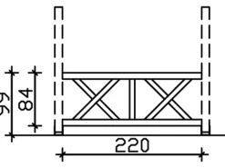 Skan Holz Brüstung Andreaskreuz 220 x 84 cm Fichte Weiß