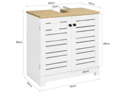 SoBuy Waschbeckenunterschrank mit Lamellentüren MDF Weiß 60 cm BZR40-W