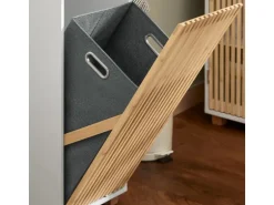SoBuy Wäscheschrank mit Wäschesack Wäschekorb Badezimmerschrank BZR126-W