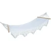 Svita Luxushängematte Mit Schmucksaum Boho Holzrahmen Macramé Baumwolle Beige