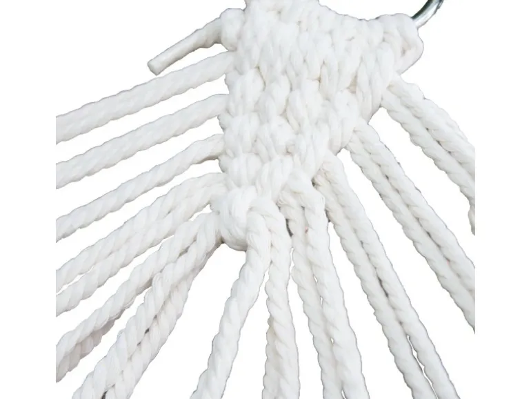 Svita Luxushängematte Mit Schmucksaum Boho Holzrahmen Macramé Baumwolle Beige