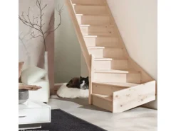 Treppen Intercon Holztreppe Casablanca Raumspartreppe Fichte Massiv Naturbelassen Linksgewendelt Mit 80 cm Treppenbreite Ohne Geländer Mit Setzstufen