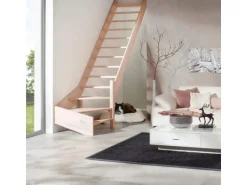Treppen Intercon Holztreppe Casablanca Raumspartreppe Buche Massiv Naturbelassen Rechtsgewendelt Mit 80 cm Treppenbreite Ohne Geländer Ohne Setzstufen