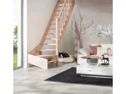 Treppen Intercon Holztreppe Casablanca Raumspartreppe Buche Naturbelassen Rechtsgewendelt 60 cm Treppenbreite Einseitiges Geländer Ohne Setzstufen