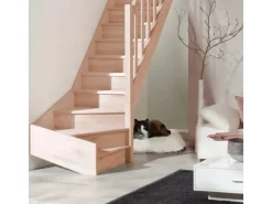 Treppen Intercon Holztreppe Casablanca Raumspartreppe Buche Naturbelassen Rechtsgewendelt 80 cm Treppenbreite Einseitiges Geländer Mit Setzstufen