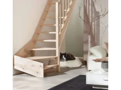 Treppen Intercon Holztreppe Casablanca Raumspartreppe Fichte Naturbelassen Rechtsgewendelt 60 cm Treppenbreite Einseitiges Geländer Ohne Setzstufen