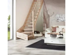 Treppen Intercon Holztreppe Casablanca Raumspartreppe Fichte Naturbelassen Rechtsgewendelt 60 cm Treppenbreite Einseitiges Geländer Ohne Setzstufen