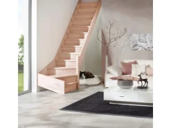 Treppen Intercon Holztreppe Casablanca Raumspartreppe Buche Massiv Naturbelassen Rechtsgewendelt Mit 60 cm Treppenbreite Ohne Geländer Mit Setzstufen