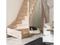 Treppen Intercon Holztreppe Casablanca Raumspartreppe Fichte Naturbelassen Rechtsgewendelt 60 cm Treppenbreite Einseitiges Geländer Mit Setzstufen