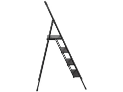 TRUTZHOLM Alu Trittleiter 4 Stufig Klappbar mit Handlauf 150kg Schwarz