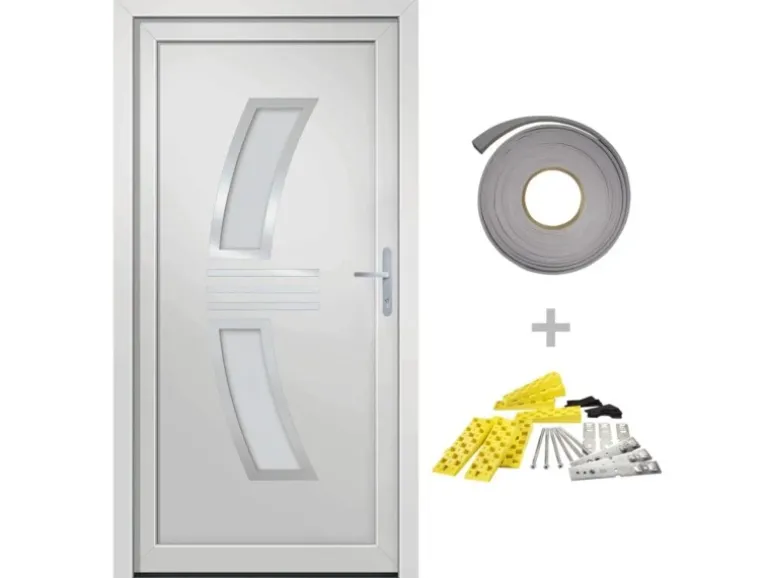 vidaXL Haustür Weiß 108x208 cm PVC 3187930