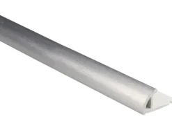 Viertelkreis-Abschlussprofil PVC foliert Silber gebürstet 8 mm x 2,5 m