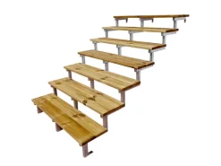 Vinuovo Außentreppe Stahl Oslo 7 Treppenstufen Holz 160cm
