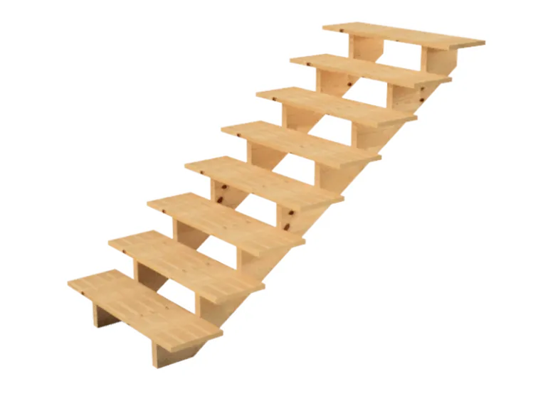 Vinuovo Holztreppe 8 Stufen 100cm ohne Setzstufen