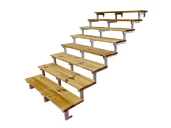 Vinuovo Außentreppe Stahl Oslo 8 Treppenstufen Holz 140cm