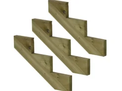 Vinuovo 3er Set Treppenwange 3 Stufen aus KDI Holz für Gartentreppen 51cm