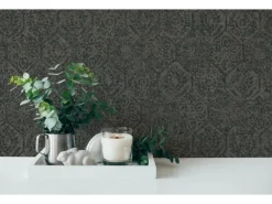 Vliestapete Orient Vintage Matt Leicht Strukturiert Grau Schwarz FSC®