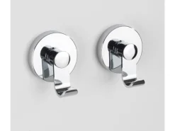 Wenko Vacuum-Loc Haken-Set Irun 2er Set ohne Bohren (ABS) 6 x 7 x 5 cm Chrom