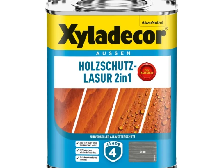 Xyladecor Holzschutz-Lasur 2in1 Grau 750 ml