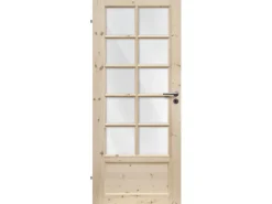 Zimmertür Landhaus 6002 SP10 Lack. Fichte m. Glas 86 cm x 198,5 cm DIN L